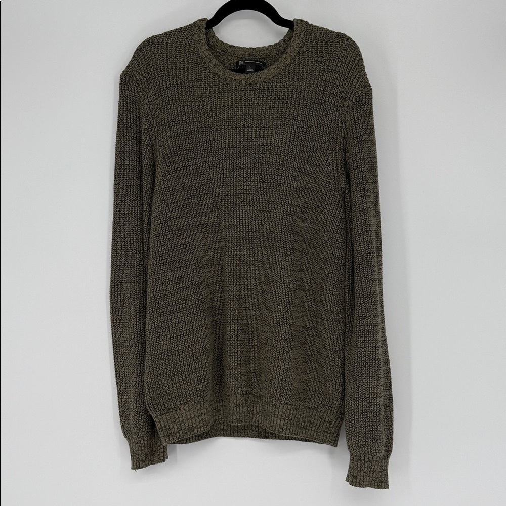 INC International Concepts Olive Green Knit Crewneck Sweater Size Large